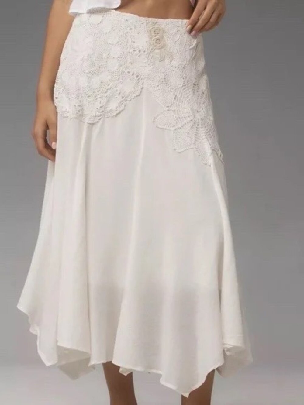 NWT 6P Anthropologie Crafted Crochet Skirt Lace Applique Lined - Picture 9 of 16